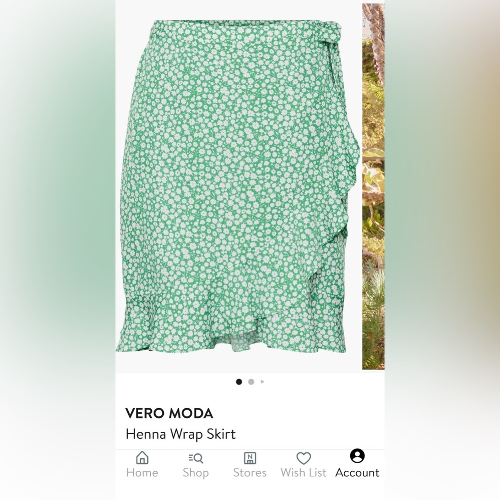 Vero Moda Green Floral Ruffle Midi Wrap Skirt
